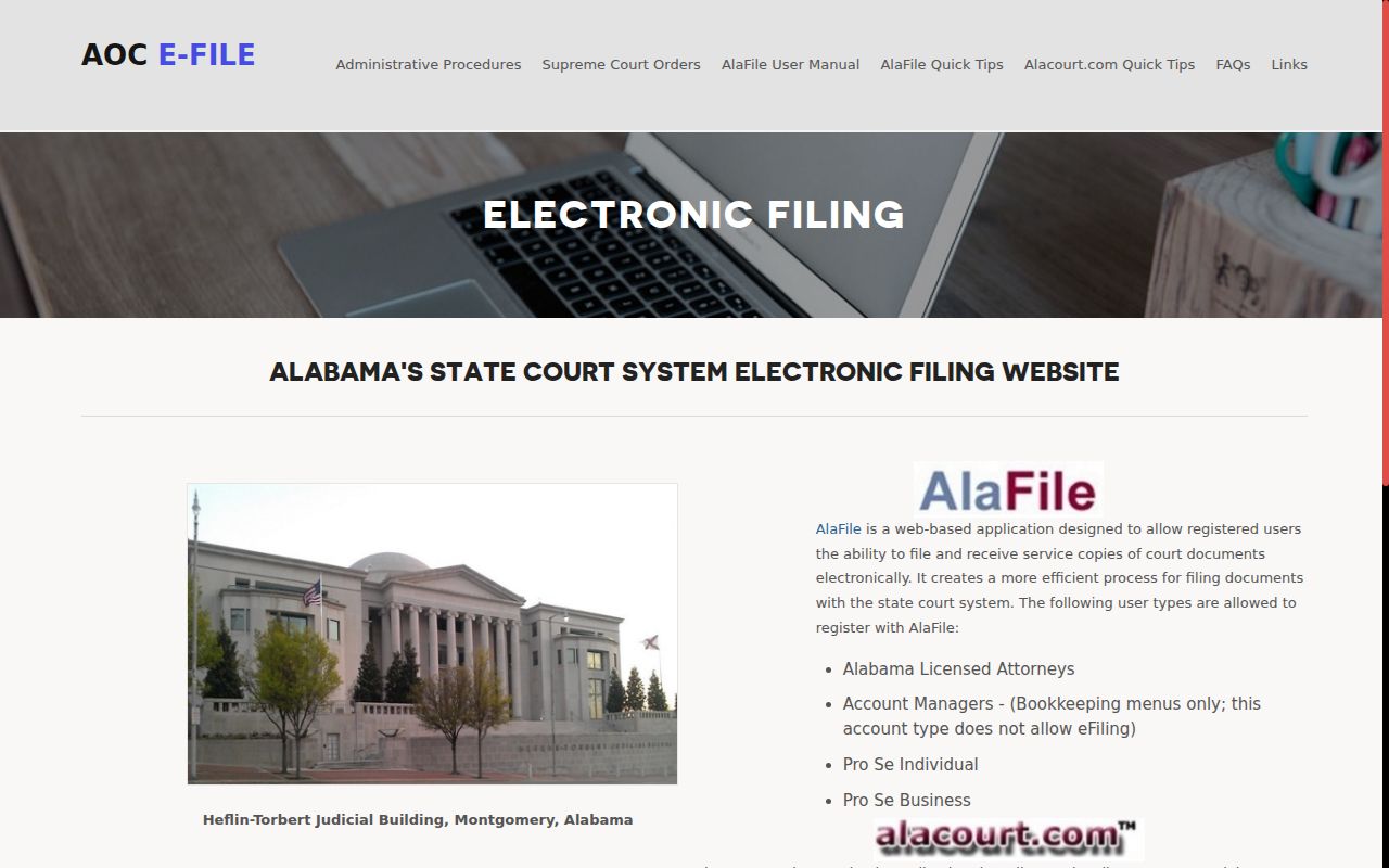Alabama state court systems overview for case access