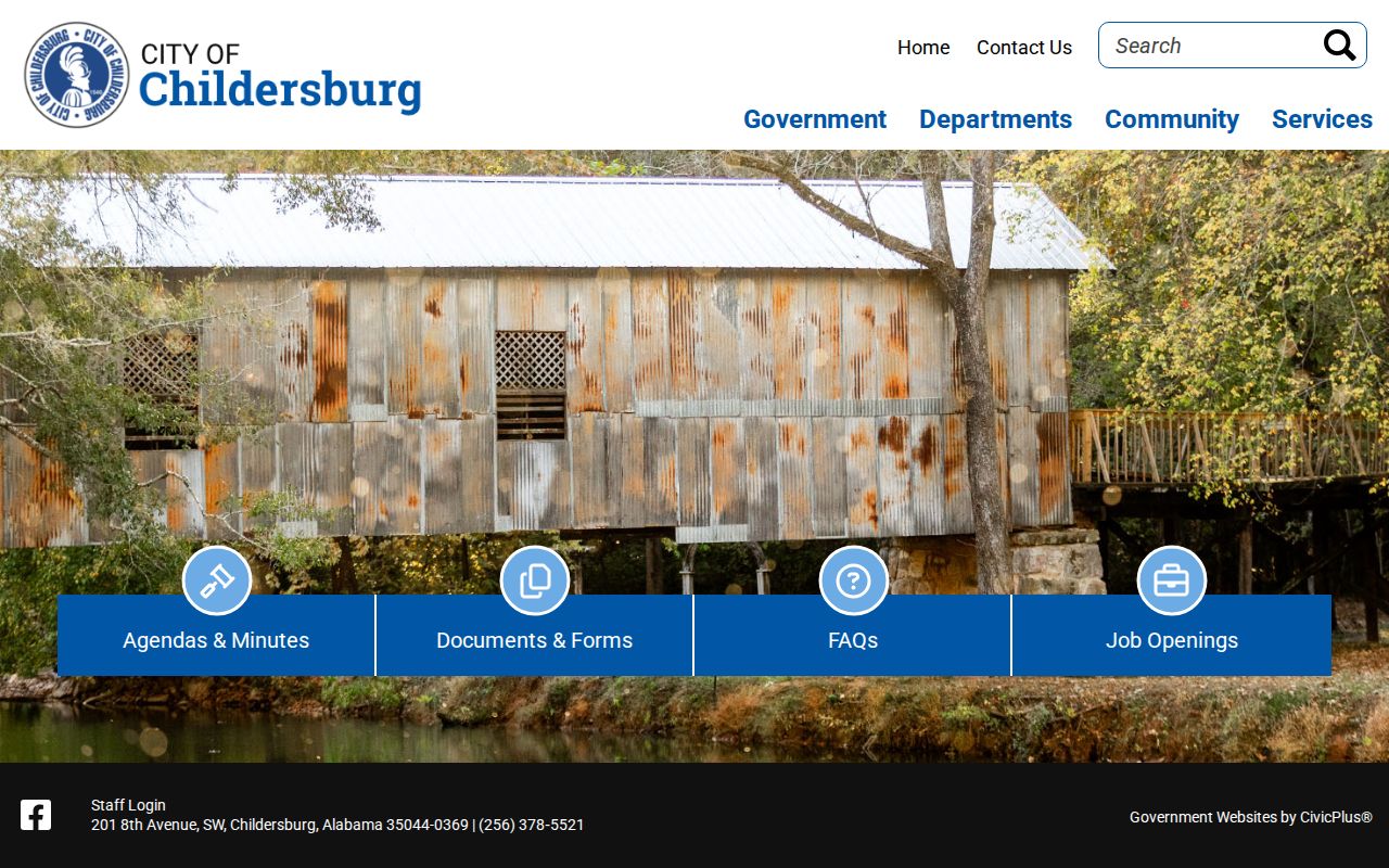 Childersburg city website used to locate Childersburg court docket contacts