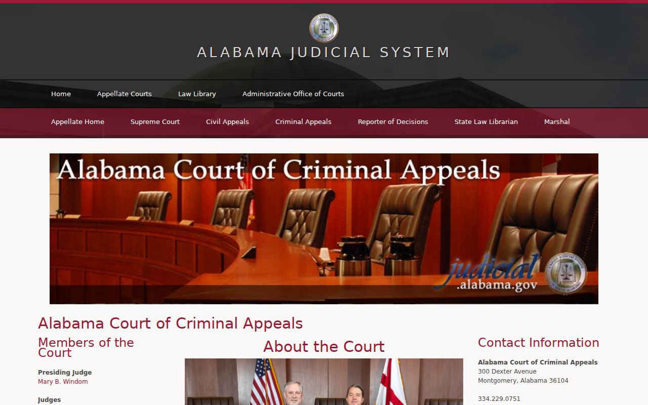 Alabama Court of Criminal Appeals source for Talladega County criminal dockets