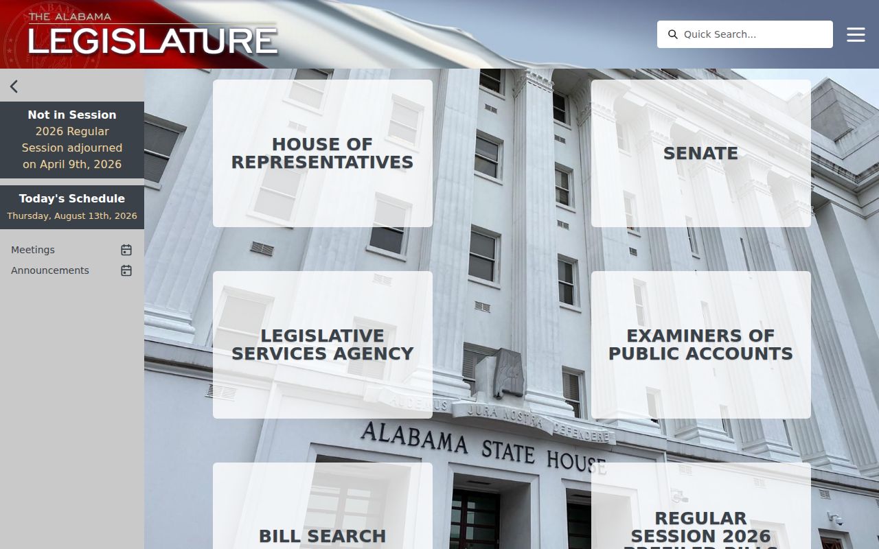 Alabama Legislature portal for public records law