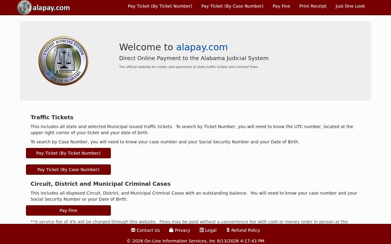 AlaPay court citation lookup and payment interface